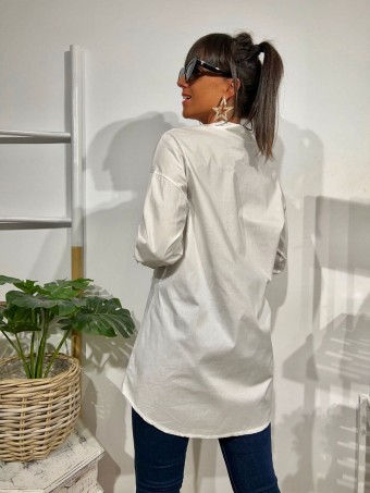 Camisa Básica Extra-Long SOFÍA Blanco HEVE