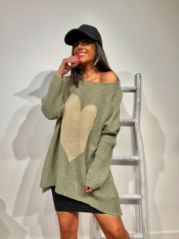 Jersey Corazón LOBELIA Khaki HEVE