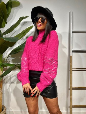 Jersey Trenzado Strass GERLACH Fucsia HEVE