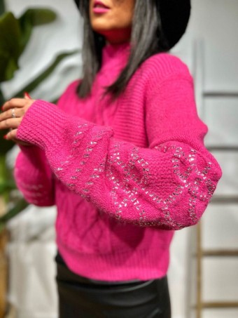 Jersey Trenzado Strass GERLACH Fucsia HEVE