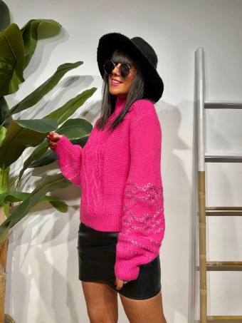 Jersey Trenzado Strass GERLACH Fucsia HEVE