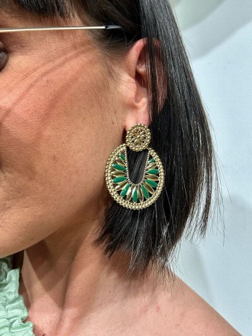 Pendientes Dos Piezas JAMBULLY Verde HEVE