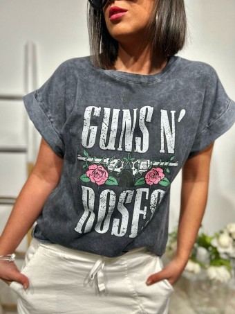 Camiseta Algodón GUNS N´ ROSES Gris HEVE