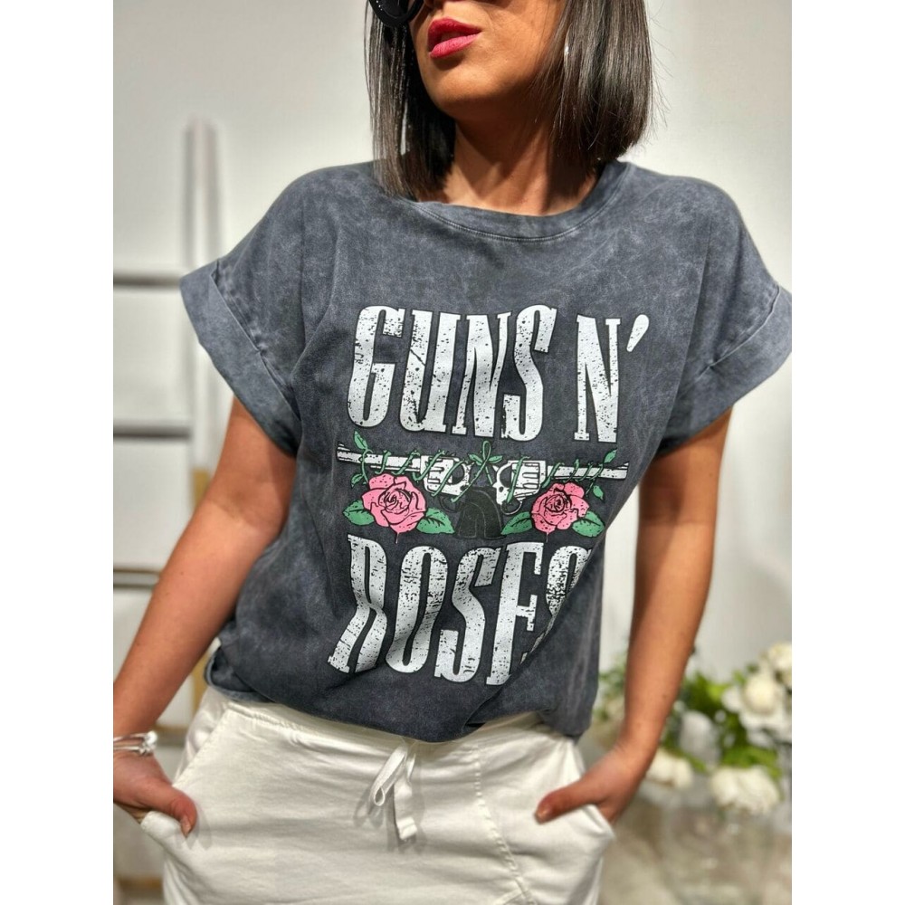 Camiseta Algodón GUNS N´ ROSES Gris HEVE