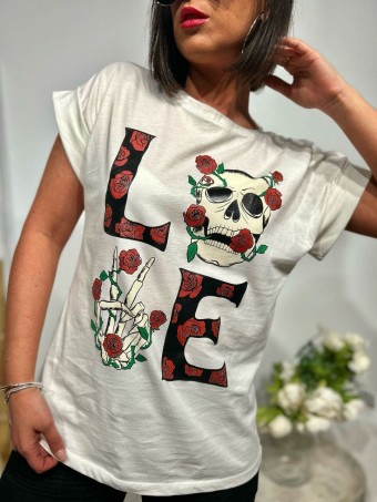 Camiseta Algodón LOVE TWICE Blanco HEVE