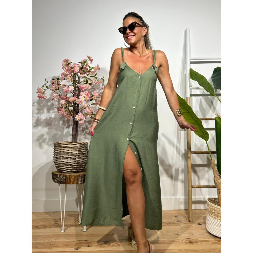 Vestido Largo Arandelas SWABBY Verde Militar HEVE