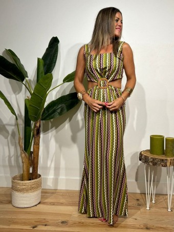 Vestido Cut Out Zigzag KWAIN Verde HEVE