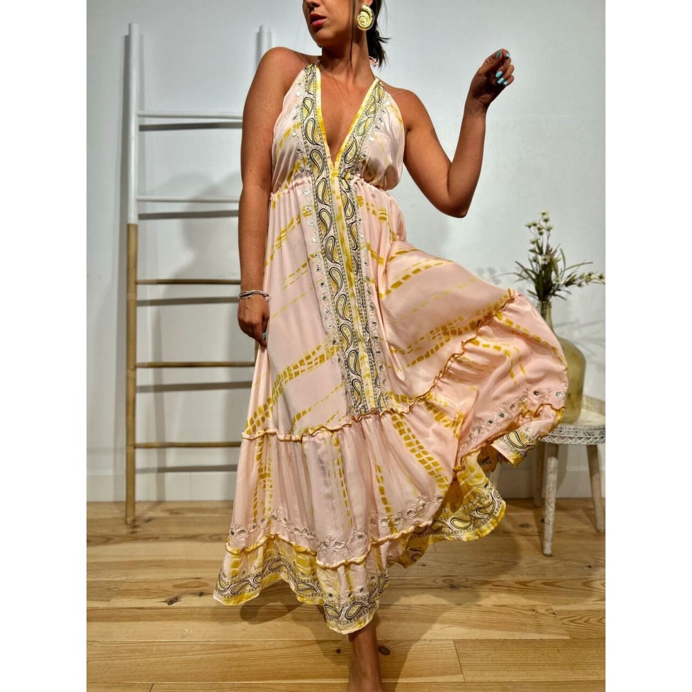 Vestido Boho Chic Avolantado GIANITTA Rosa HEVE