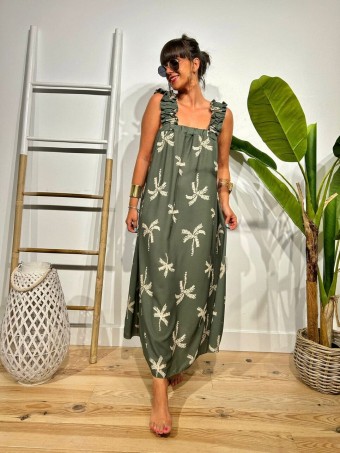 Vestido Palmeras Lazada NAMAR Verde Militar HEVE