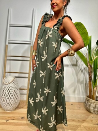 Vestido Palmeras Lazada NAMAR Verde Militar HEVE