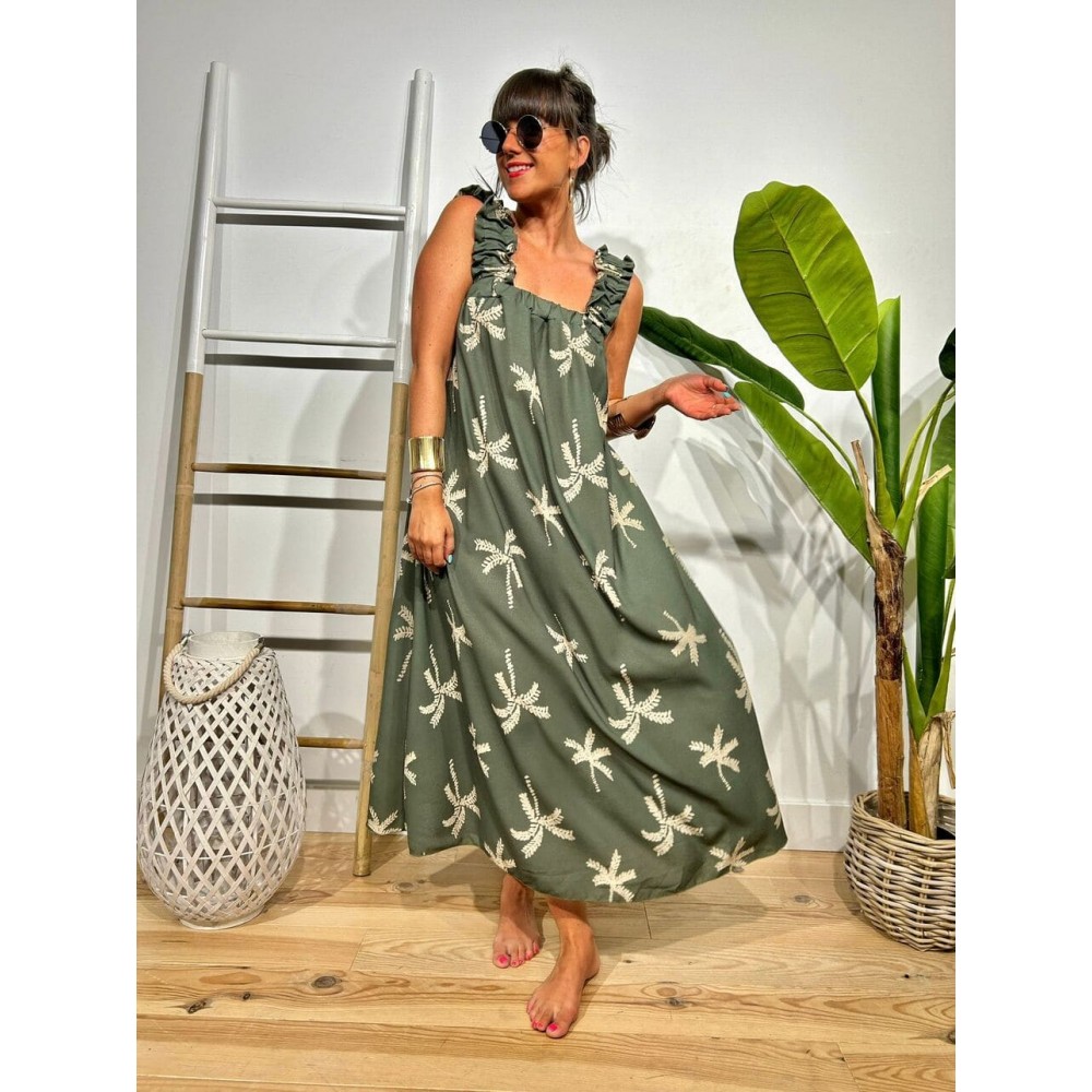 Vestido Palmeras Lazada NAMAR Verde Militar HEVE