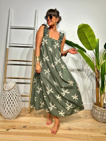 Vestido Palmeras Lazada NAMAR Verde Militar HEVE