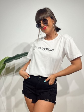 Camiseta Básica Algodón SURPRISE Blanco HEVE