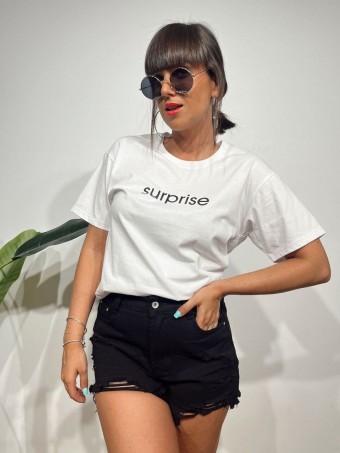 Camiseta Básica Algodón SURPRISE Blanco HEVE