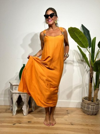 Vestido Largo Pieza Metálica ARGOSSY Naranja HEVE