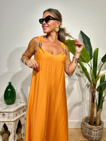 Vestido Largo Pieza Metálica ARGOSSY Naranja HEVE