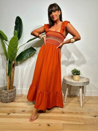 Vestido Nido de Abeja JANDIKE Terracota HEVE