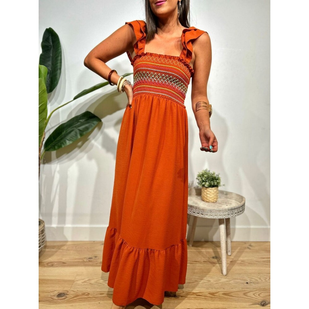 Vestido Nido de Abeja JANDIKE Terracota HEVE