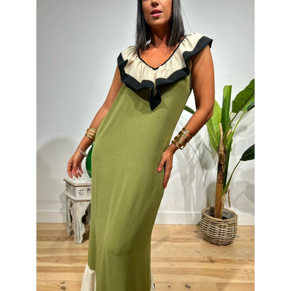 Vestido Maxi-Volante FLAVORIE Verde HEVE