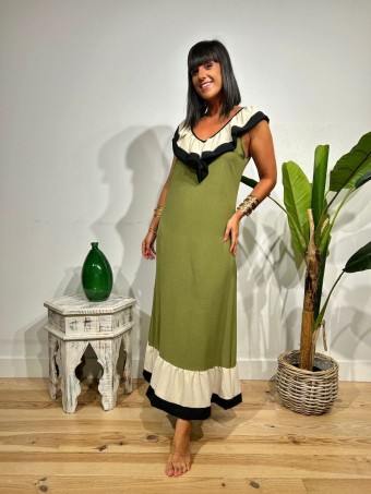 Vestido Maxi-Volante FLAVORIE Verde HEVE