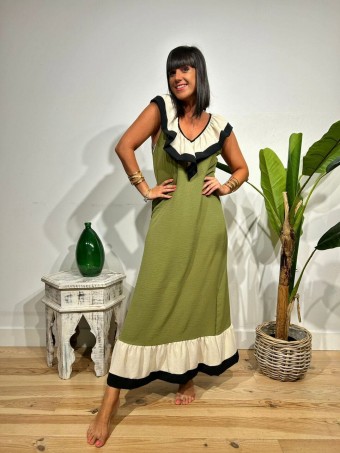 Vestido Maxi-Volante FLAVORIE Verde HEVE