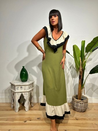 Vestido Maxi-Volante FLAVORIE Verde HEVE