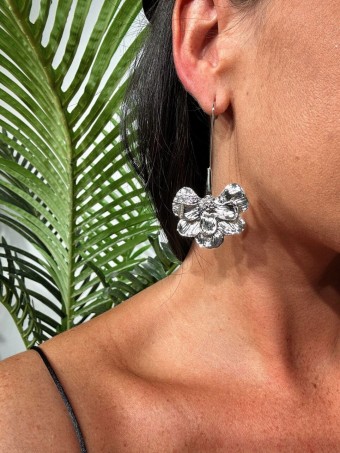 Pendientes Colgantes Flor DERVIA Plata HEVE