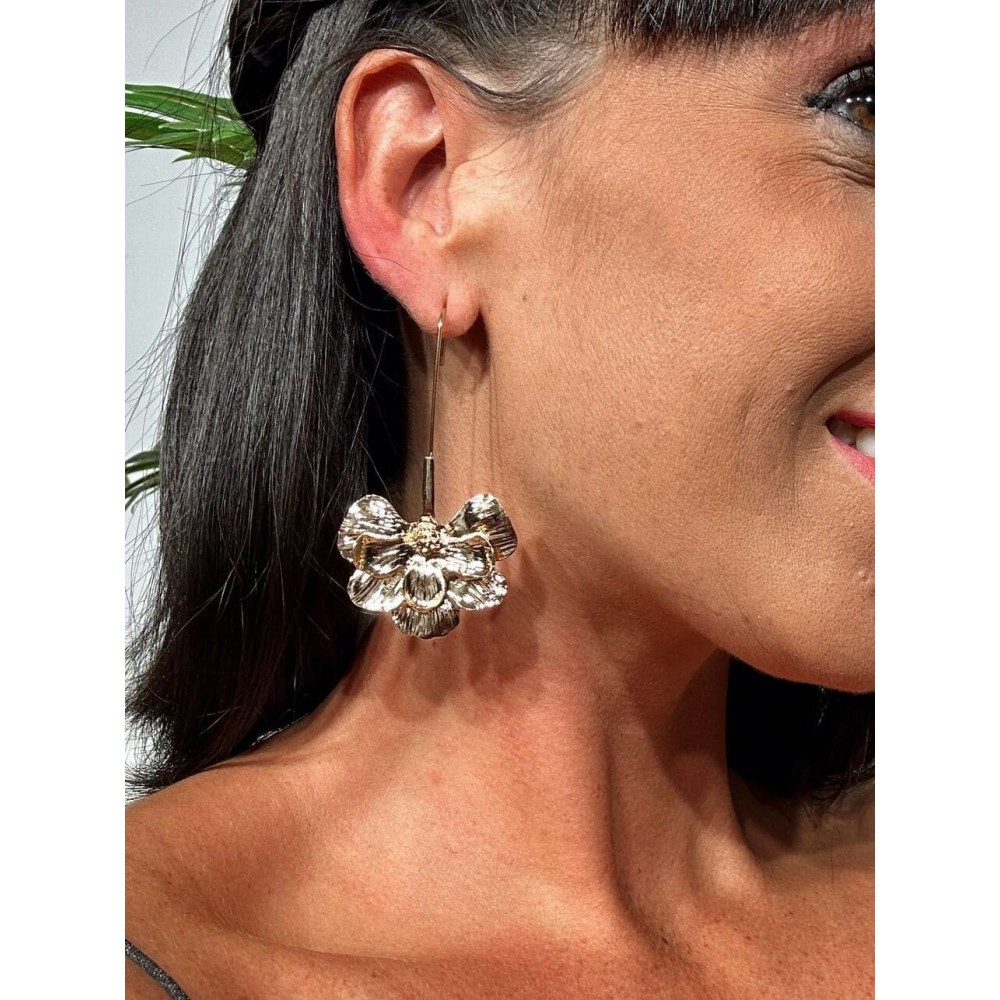 Pendientes Colgantes Flor DERVIA Oro HEVE