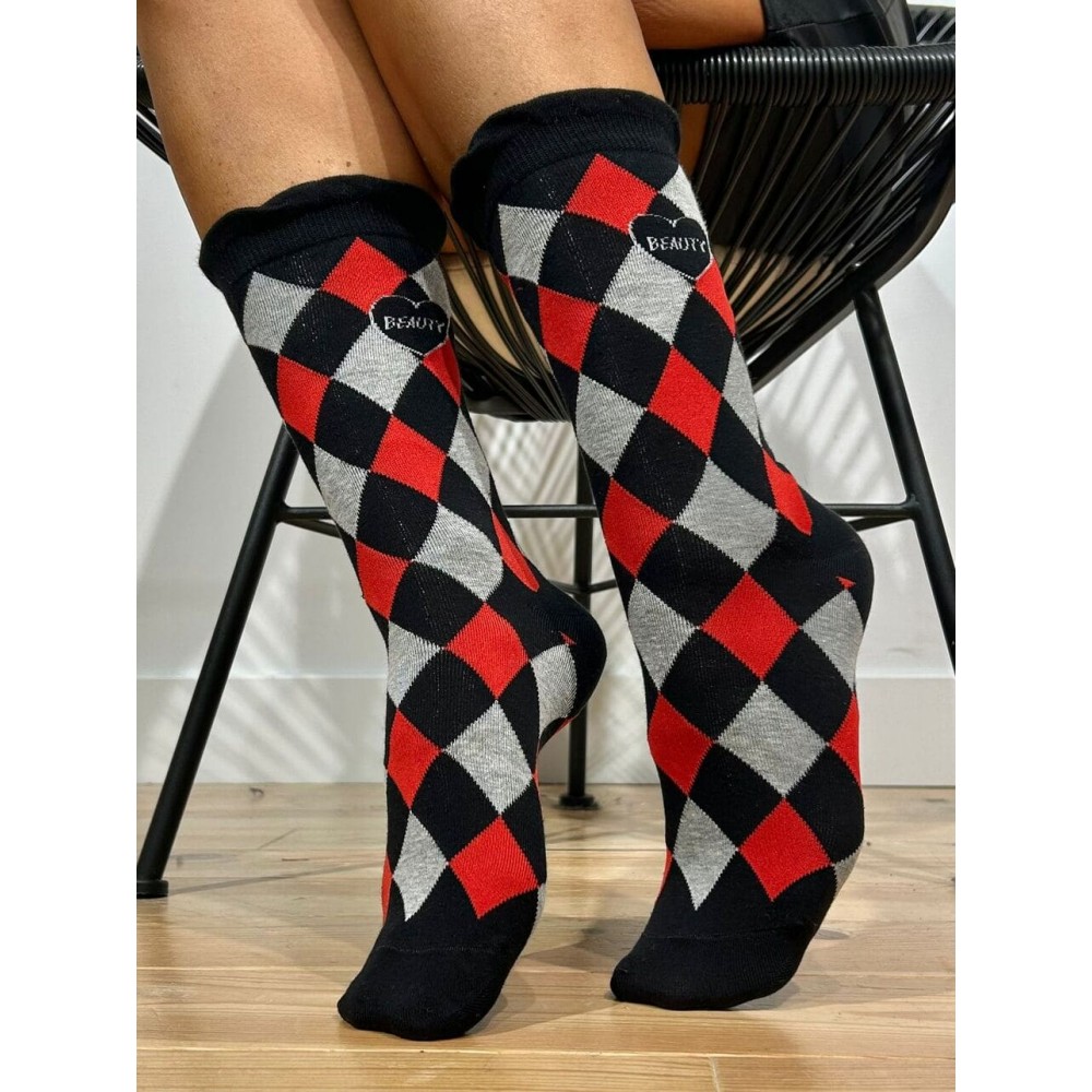 Calcetines Altos Rombos BEAUTY Negro HEVE