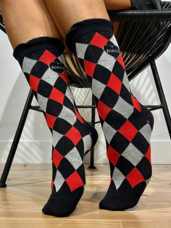 Calcetines Altos Rombos BEAUTY Negro HEVE