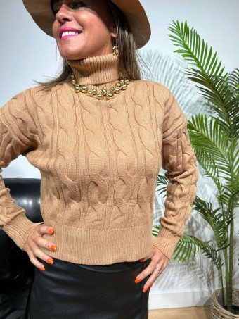 Jersey Ochos Cuello Vuelto MYLAZY Camel HEVE