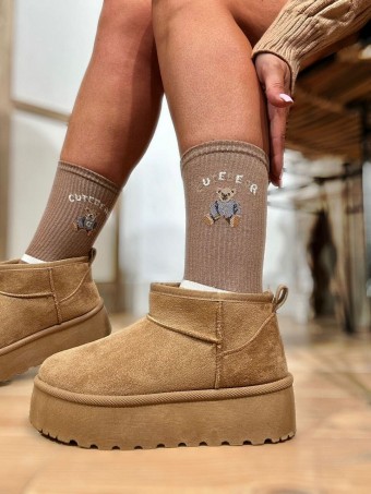 Calcetines Altos Osito CUTE BEAR Camel HEVE