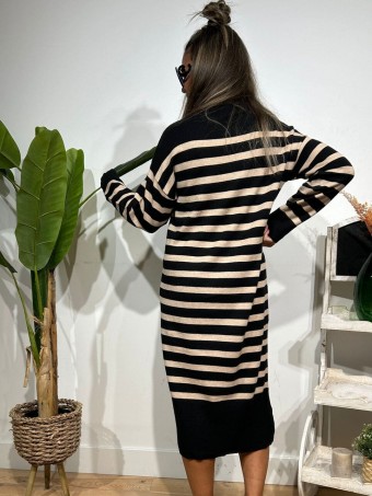 Vestido Punto Rayas GARENZE Negro HEVE