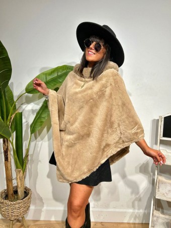 Poncho Pelo WHARMBY Taupe HEVE