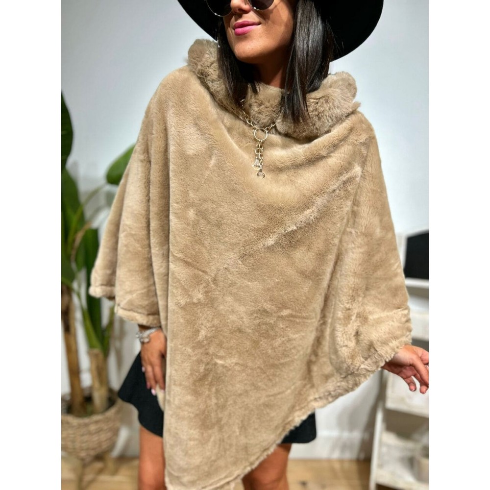 Poncho Pelo WHARMBY Taupe HEVE