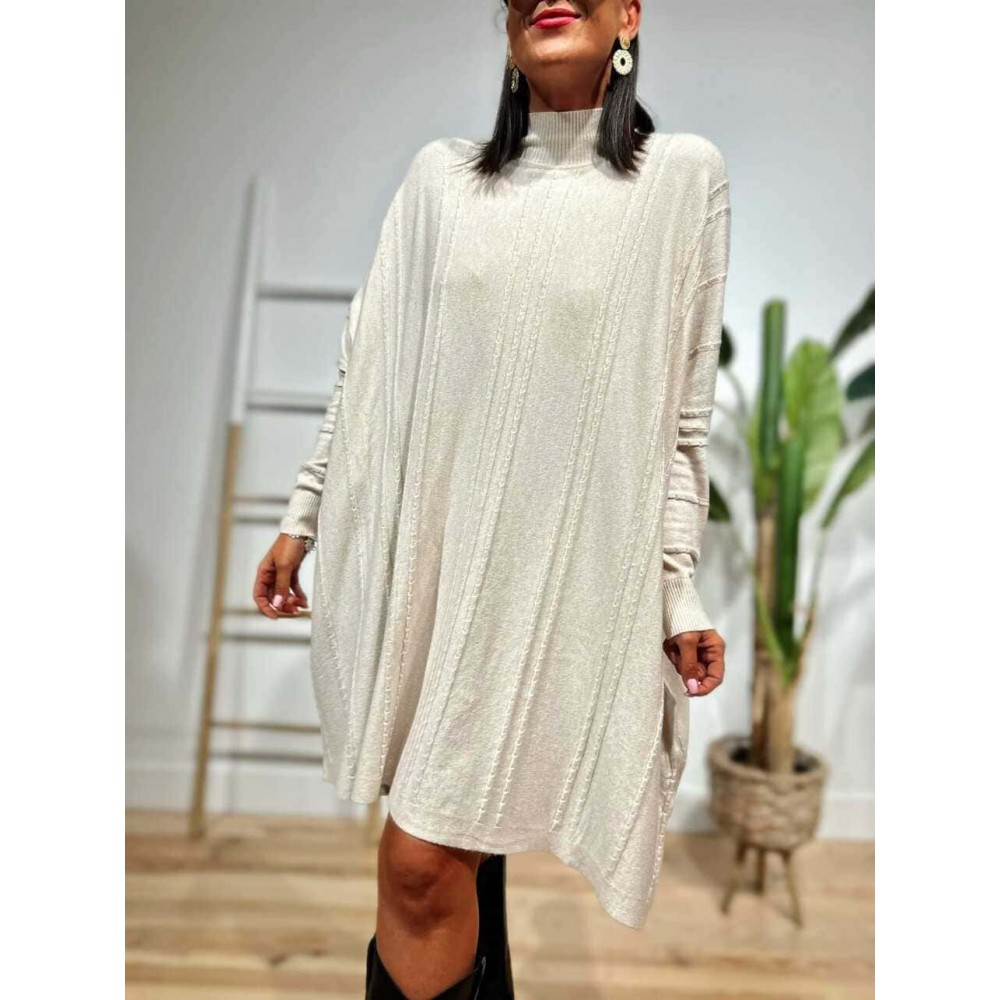 Vestido Punto Oversize KIMMY Beige HEVE