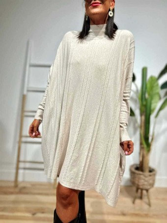 Vestido Punto Oversize KIMMY Beige HEVE