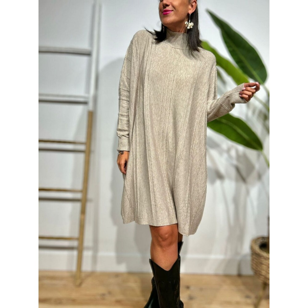 Vestido Punto Oversize KIMMY Taupe HEVE