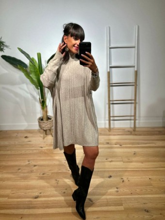 Vestido Punto Oversize KIMMY Taupe HEVE