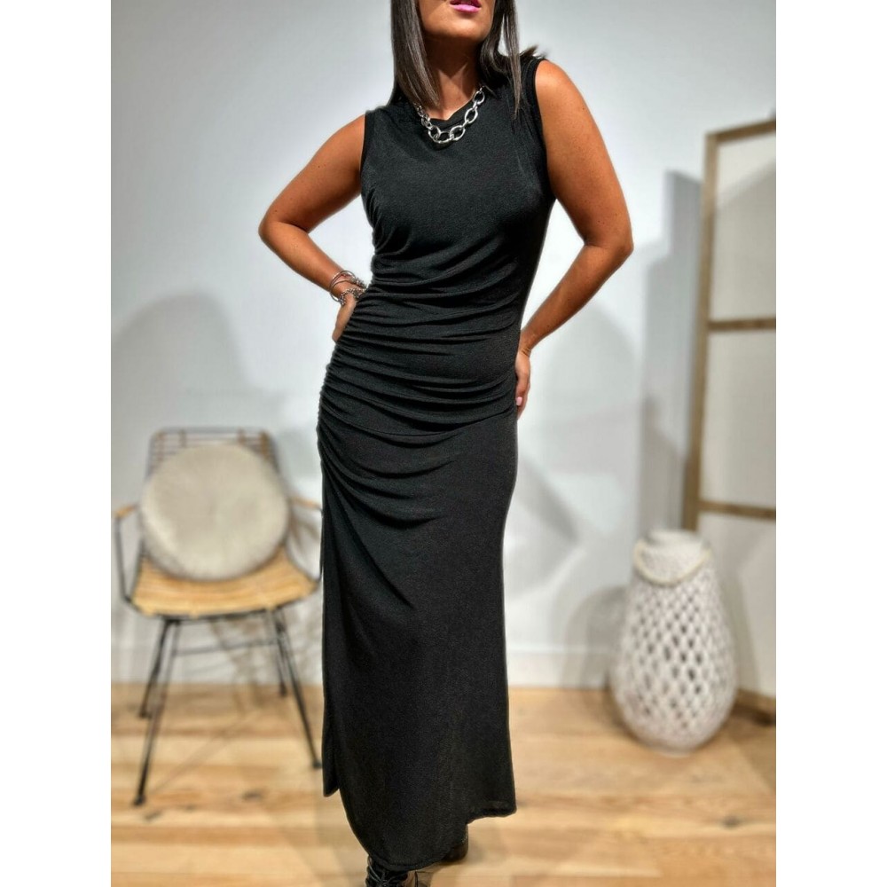 Vestido Largo Drapeado NITEMARE Negro HEVE