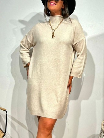 Vestido Corto Punto NAWOL Beige HEVE