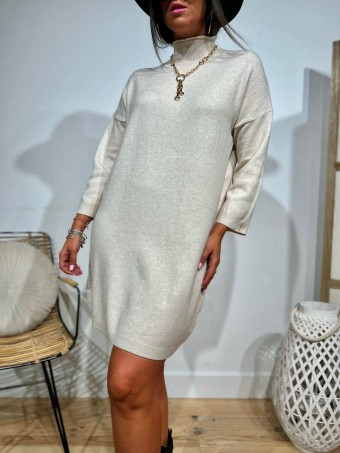 Vestido Corto Punto NAWOL Beige HEVE