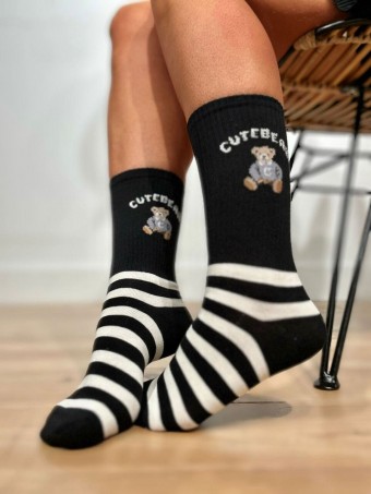 Calcetines Altos Osito CUTE BEAR Negro HEVE