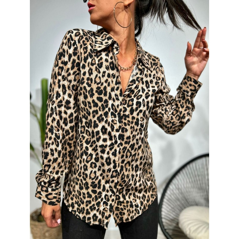 Camisa Estampado Animal Print DIMANCHE Camel HEVE