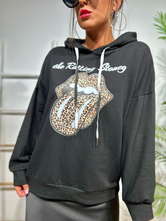 Sudadera Capucha ROLLING LEOPARD Negro HEVE