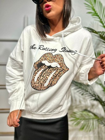 Sudadera Capucha ROLLING LEOPARD Blanco HEVE