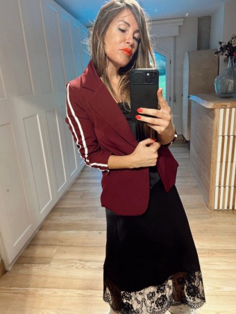 Blazer Frunces Franja Sporty MINNEAPOLIS Burdeos HEVE