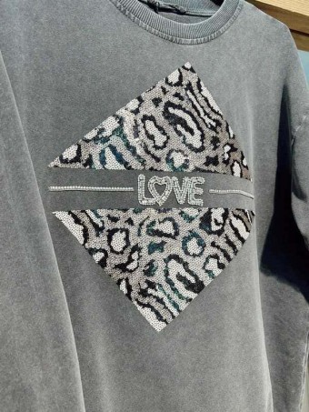 Sudadera Algodón Strass PAWLOVE Gris HEVE