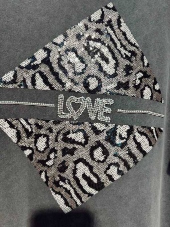 Sudadera Algodón Strass PAWLOVE Gris HEVE