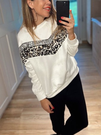 Sudadera Print Strass BIZZARE Blanco HEVE